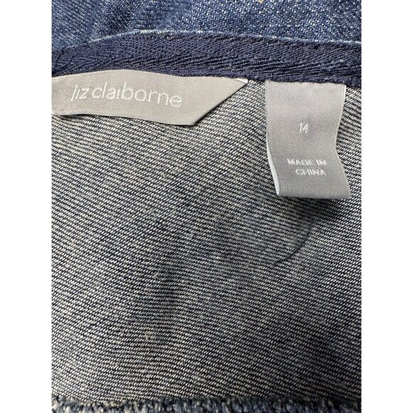 Liz Claiborne A Line Denim Skirt Size 14 Midi Preppy Old Money Academia Boho - Picture 3 of 11